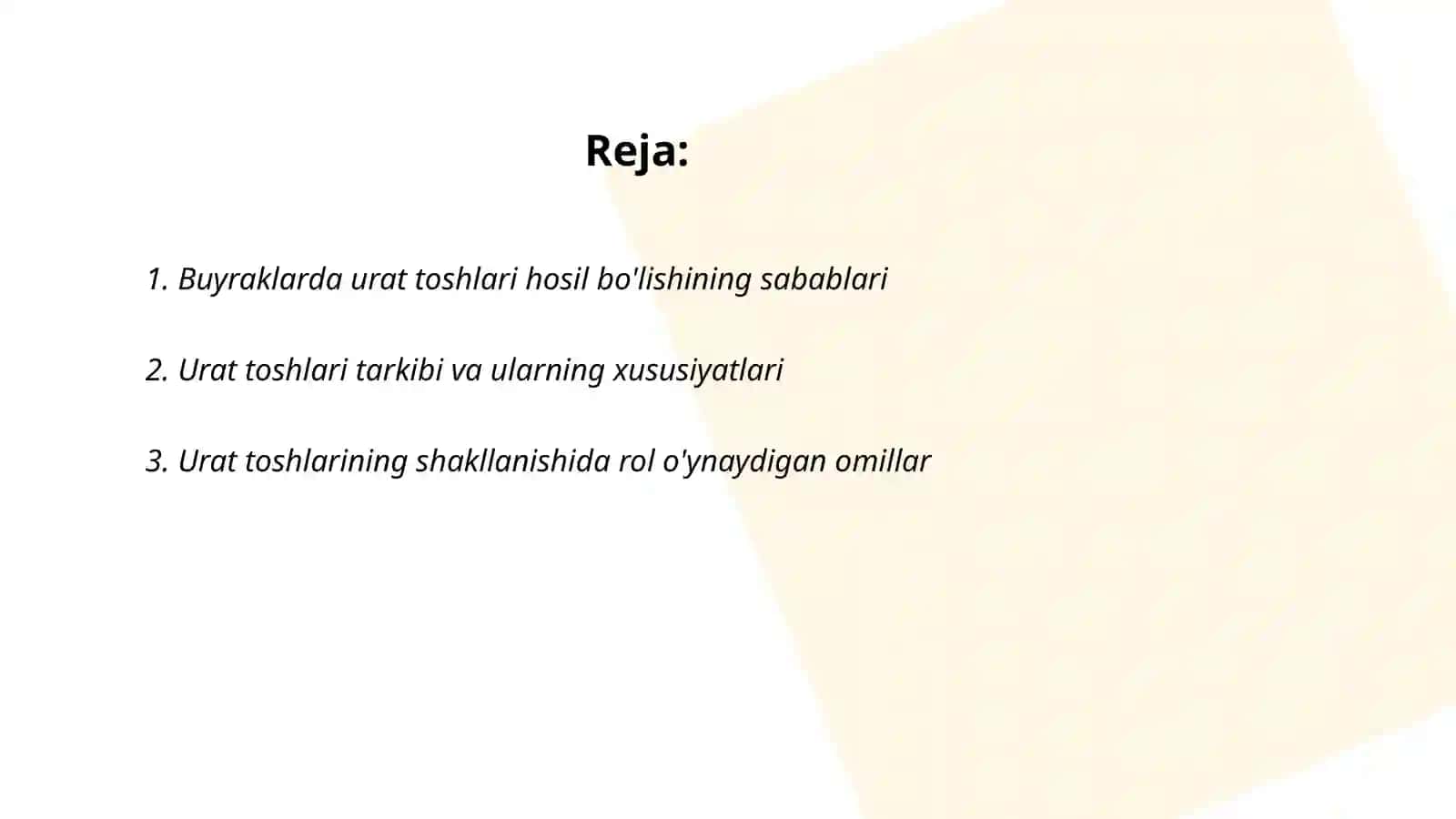 Buyraklarda urat toshlarini hosil bo‘lishi va davolash yo‘llari 2