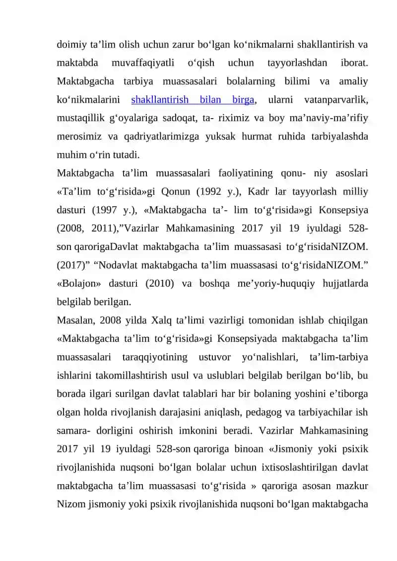 MAKTABGACHA TAʼLIM TIZIMINI RIVOJLANTIRISH TAMOYILLARI VA ASOSIY YOʻNALISHLARI 2