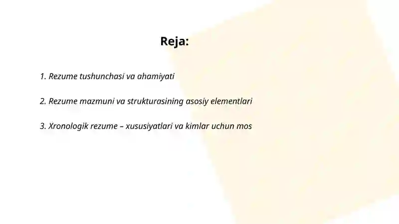 Rezume va uning turlari 2