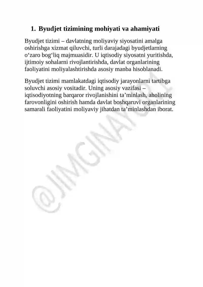 Byudjet tizimini boshqarish to'g'risida tushuncha 2