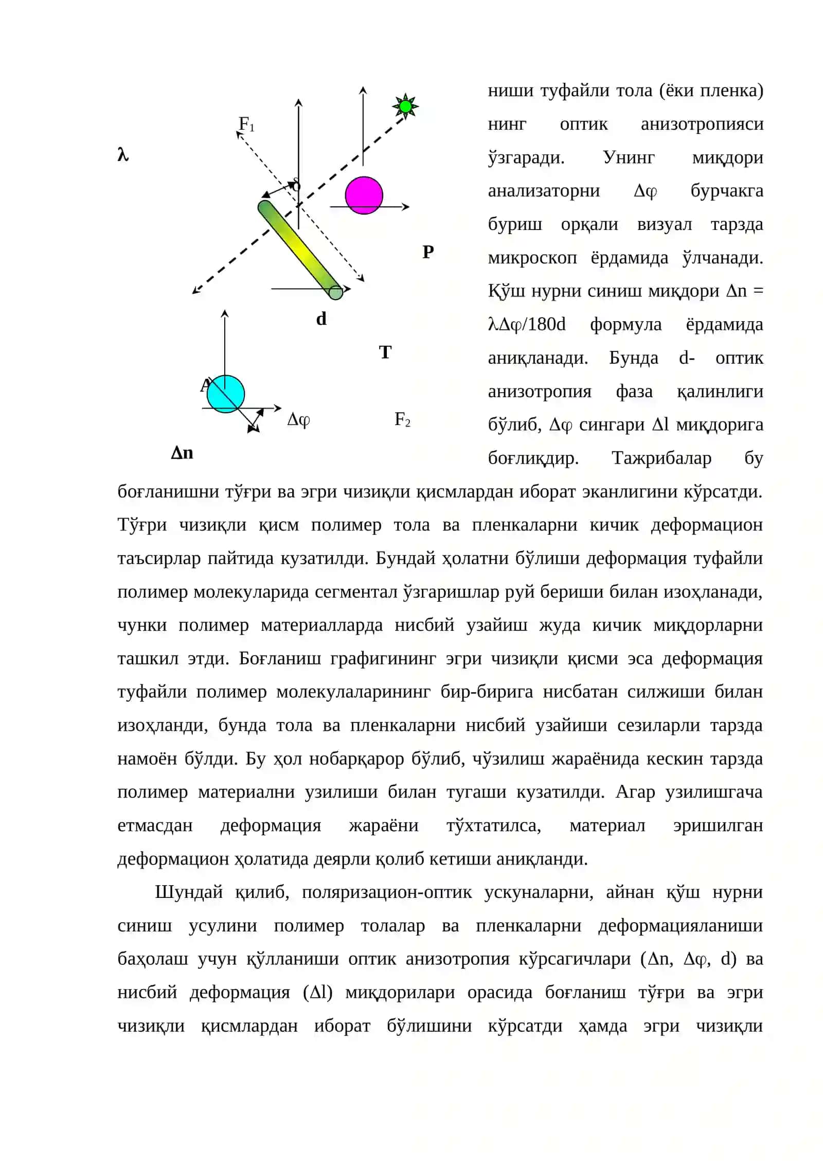 Полимер толалар ва пленкалар деформациясини поляризацион-оптик усулларда аниқлаш 2