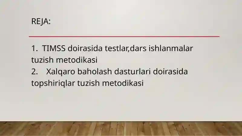 TIMSS xalqaro baholash dasturida aqliy faoliyat turlari 2