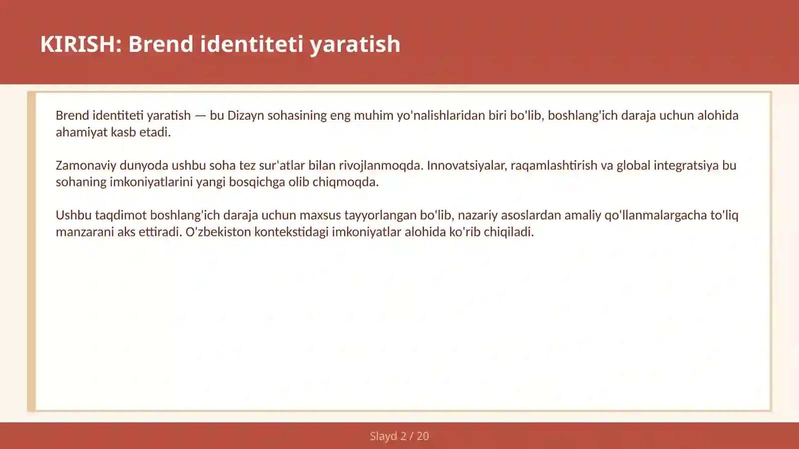 Brend identiteti yaratish 2