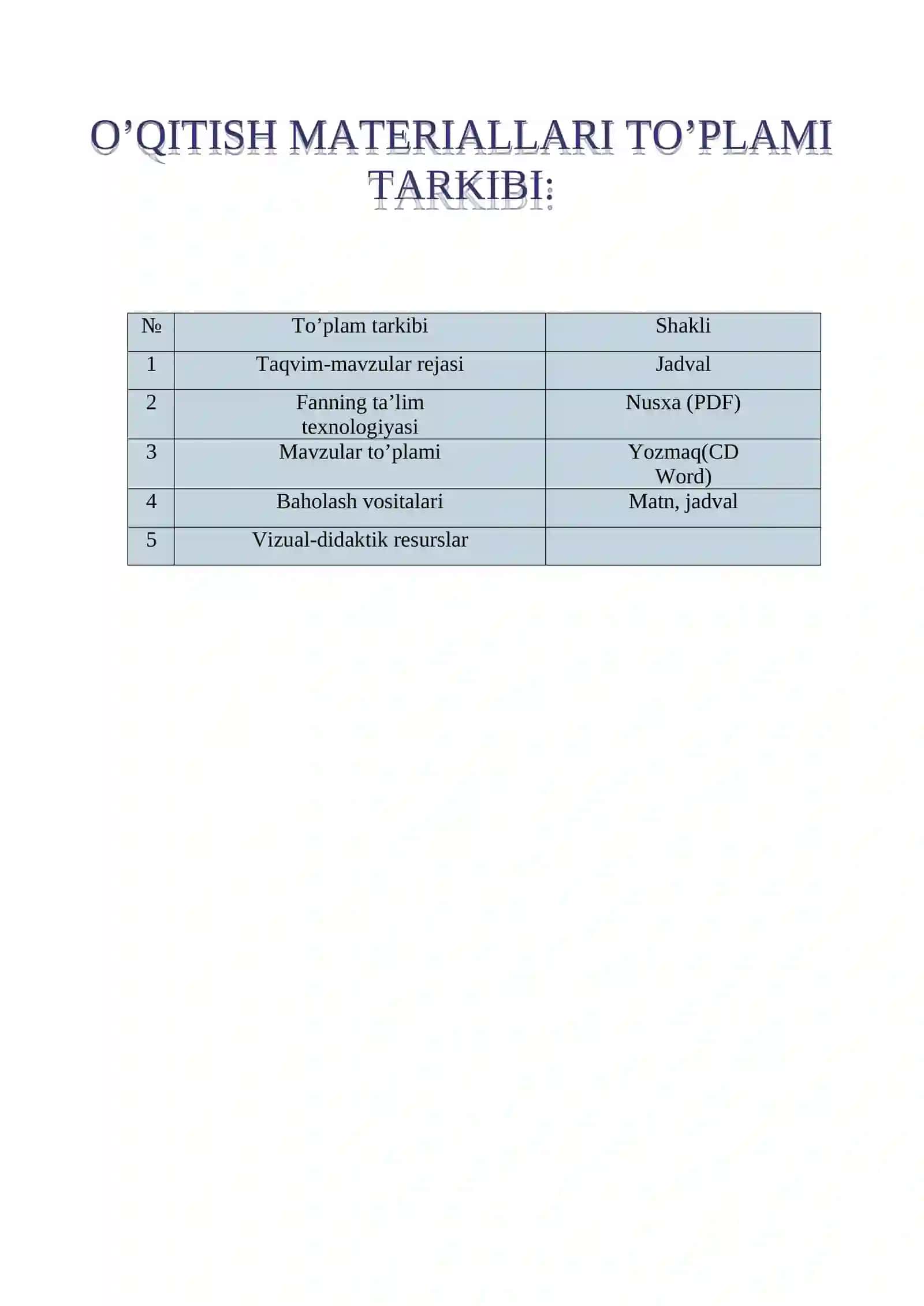 QISHLOQ XO’JALIGI MASHINALARI VA CHORVACHILIK JIXOZLARI TUZILISHI O’QUV AMALIYOT FANIDAN O'QITISH MATERIALLARI TO'PLAMI 2