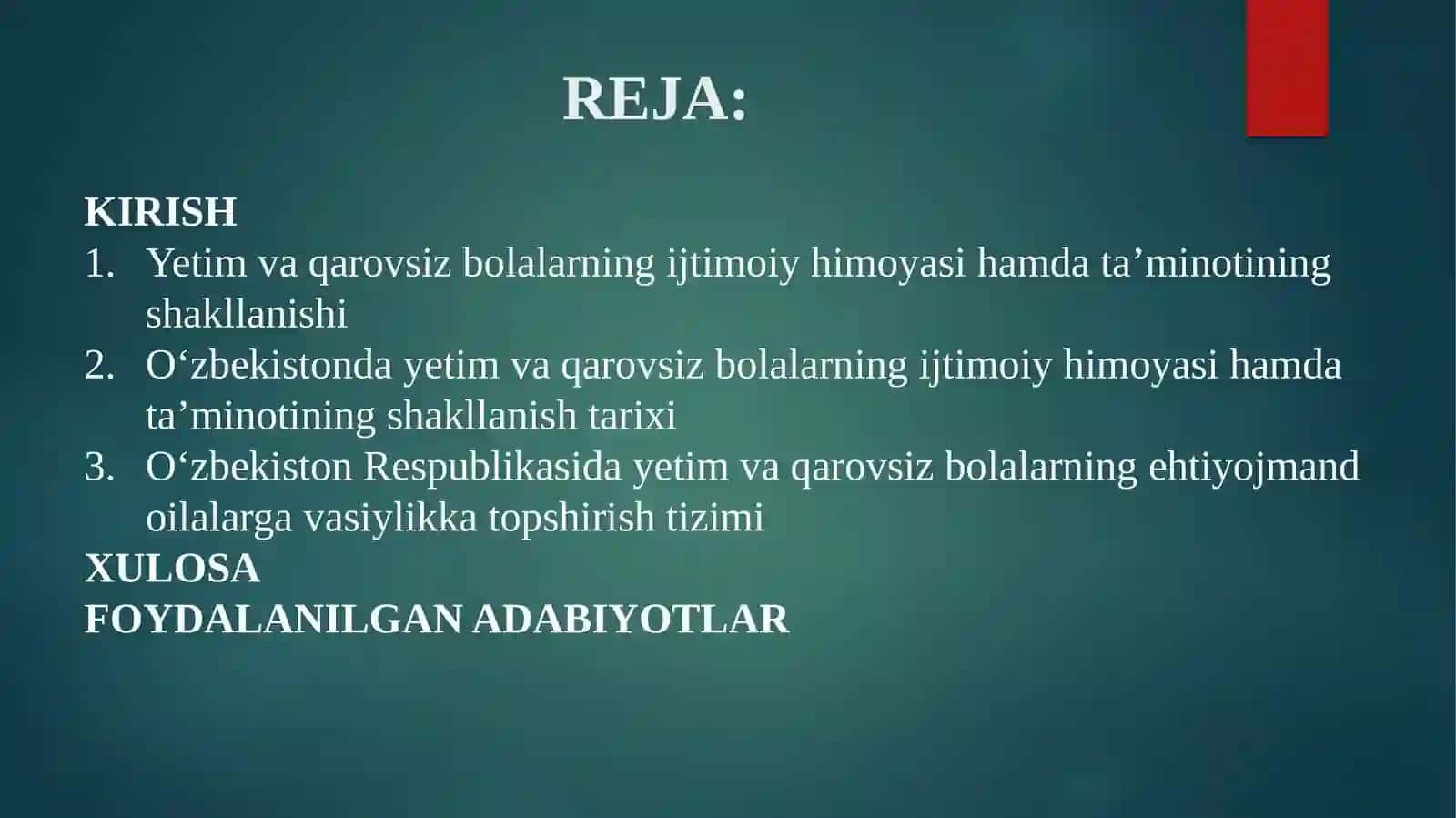 O‘zbekistonda yetim va qarovsiz bolalarning ijtimoiy himoyasi 2