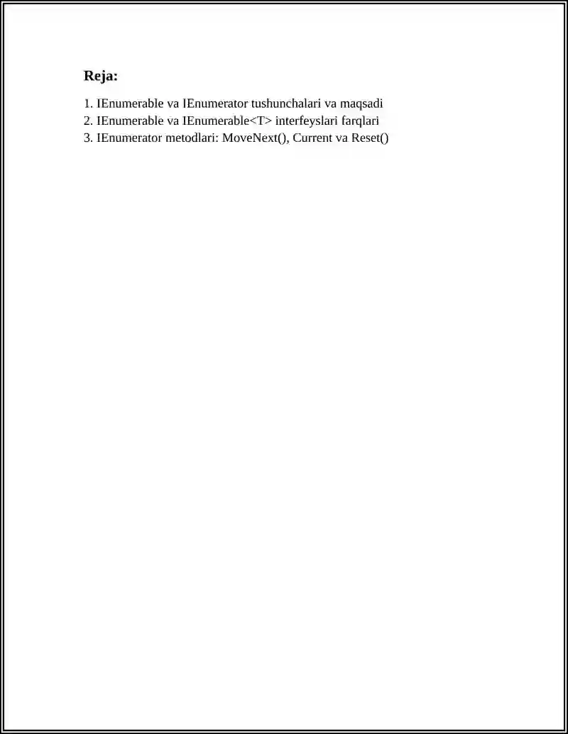 IENUMBERABLE VA IENUMERATOR INTERFEYSLARI 2