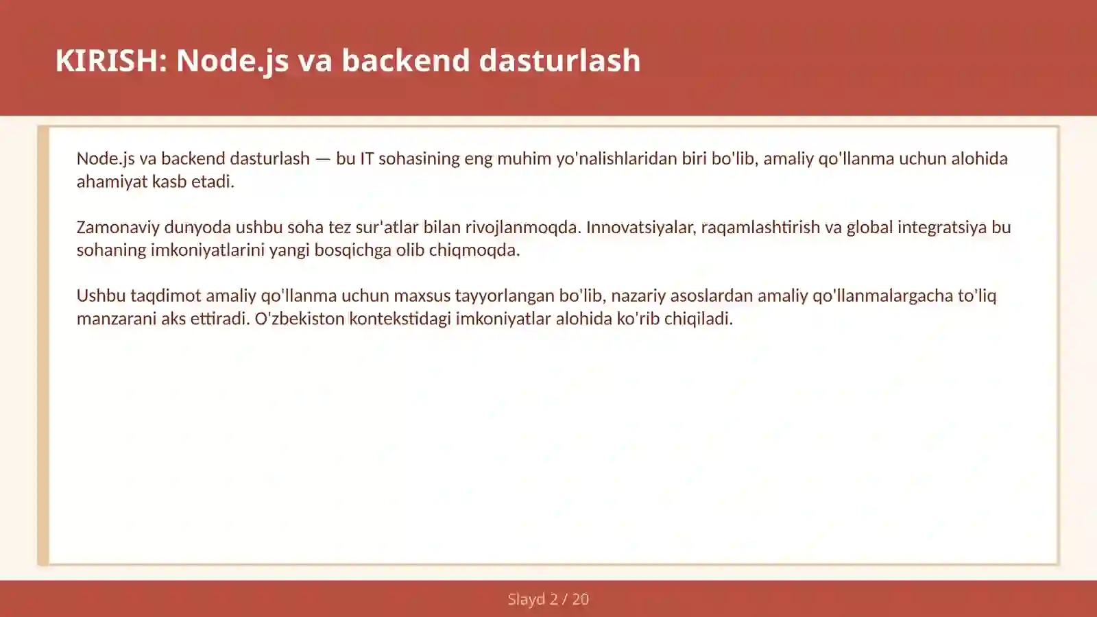 Node.js va Backend Dasturlash 2