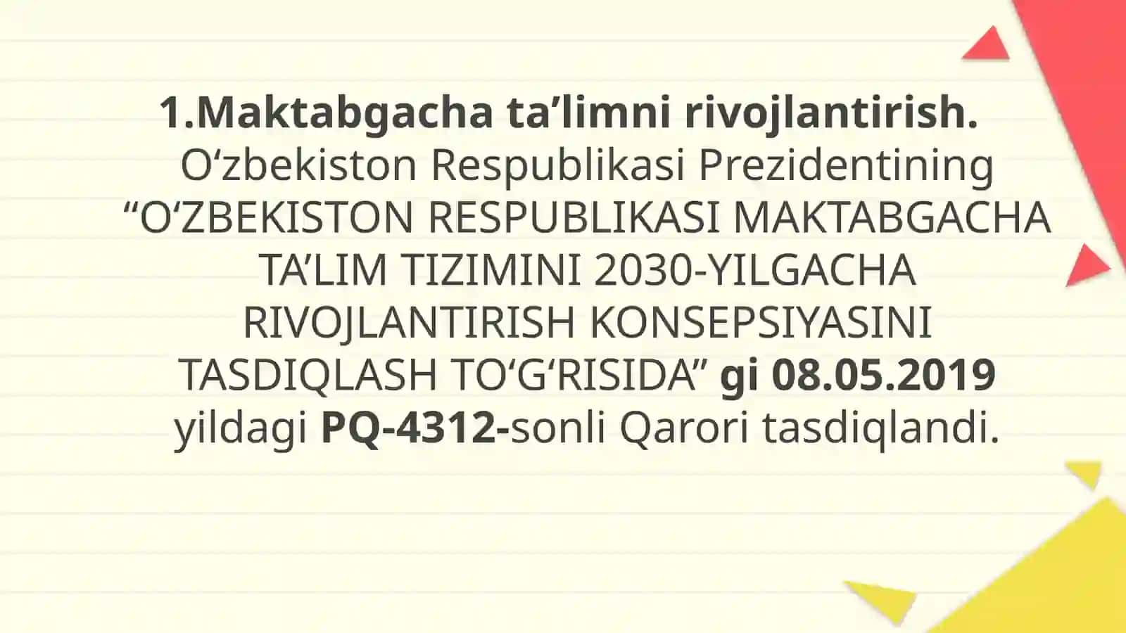 Maktabgacha ta’limni rivojlantirish 2