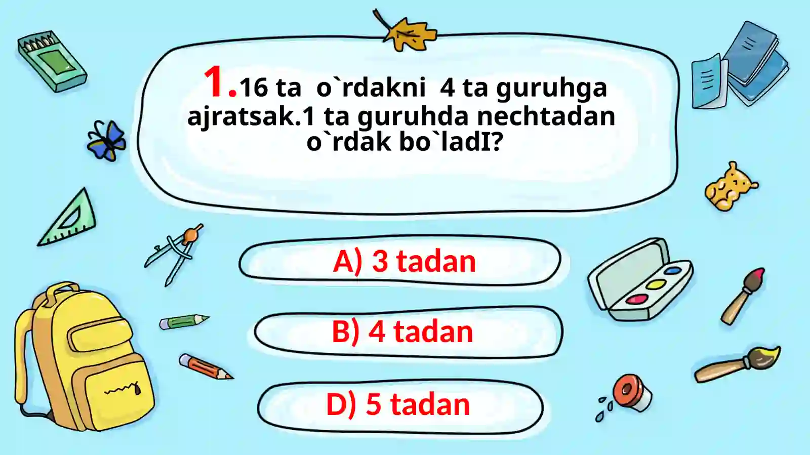 2-sinf Matematika3- chorak test 2