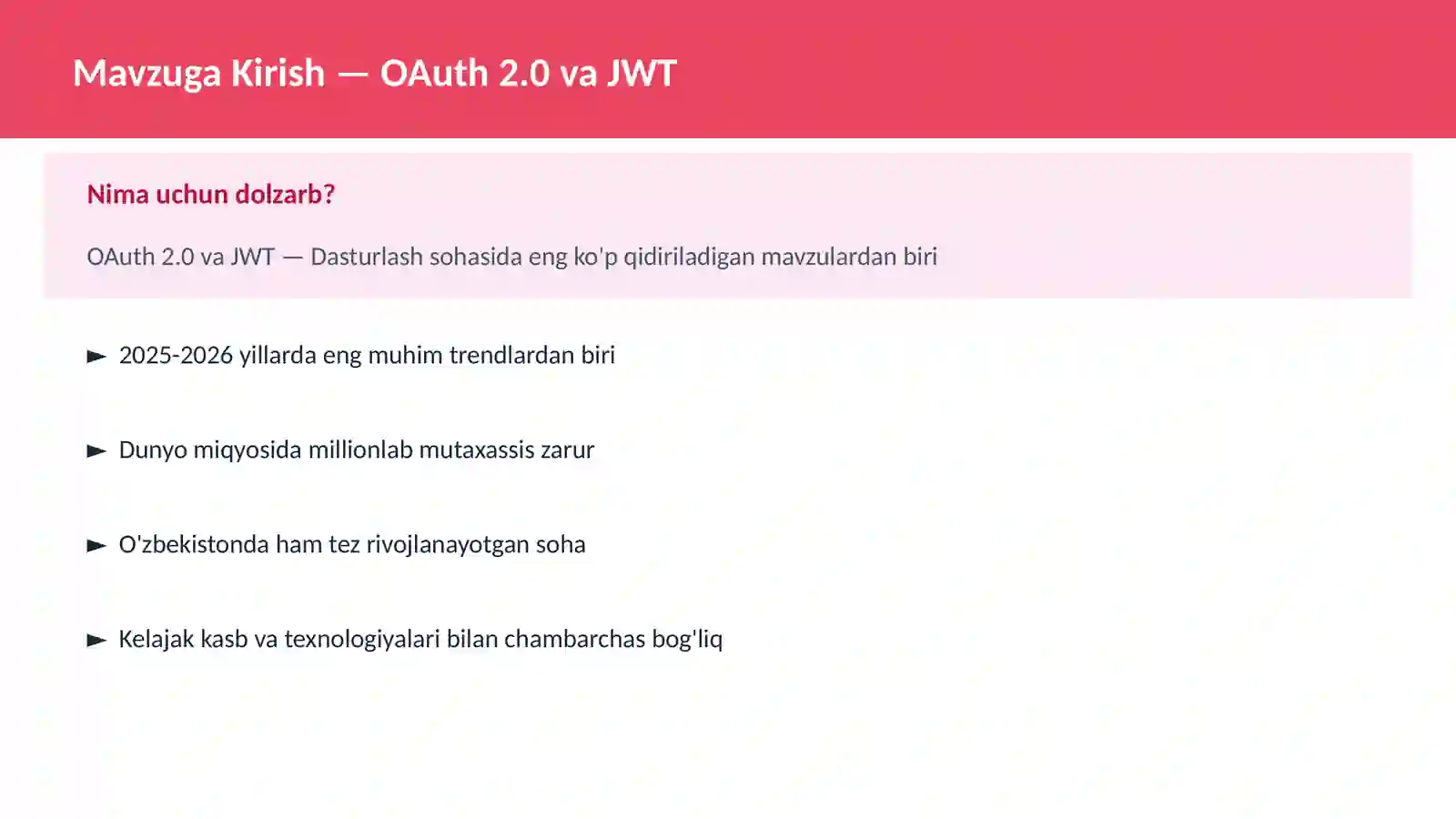 OAuth 2.0 va JWT 2
