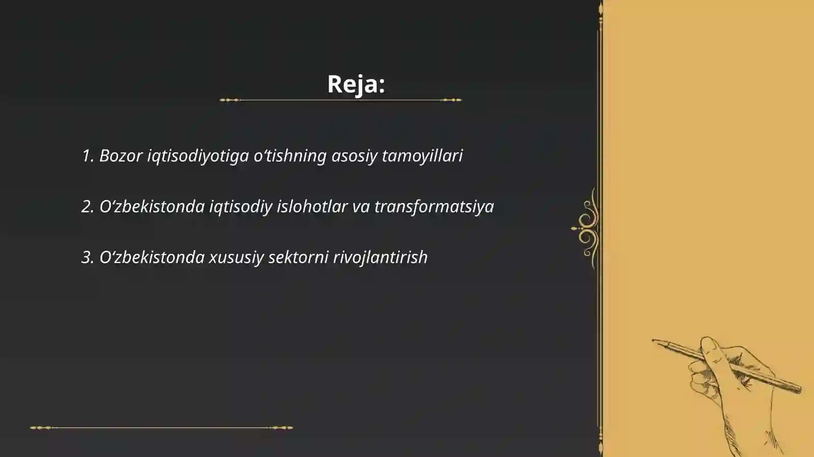Bozor iqtisodiyotiga oʻtish davri va unda Oʻzbekistondagi xususiyatlari 2