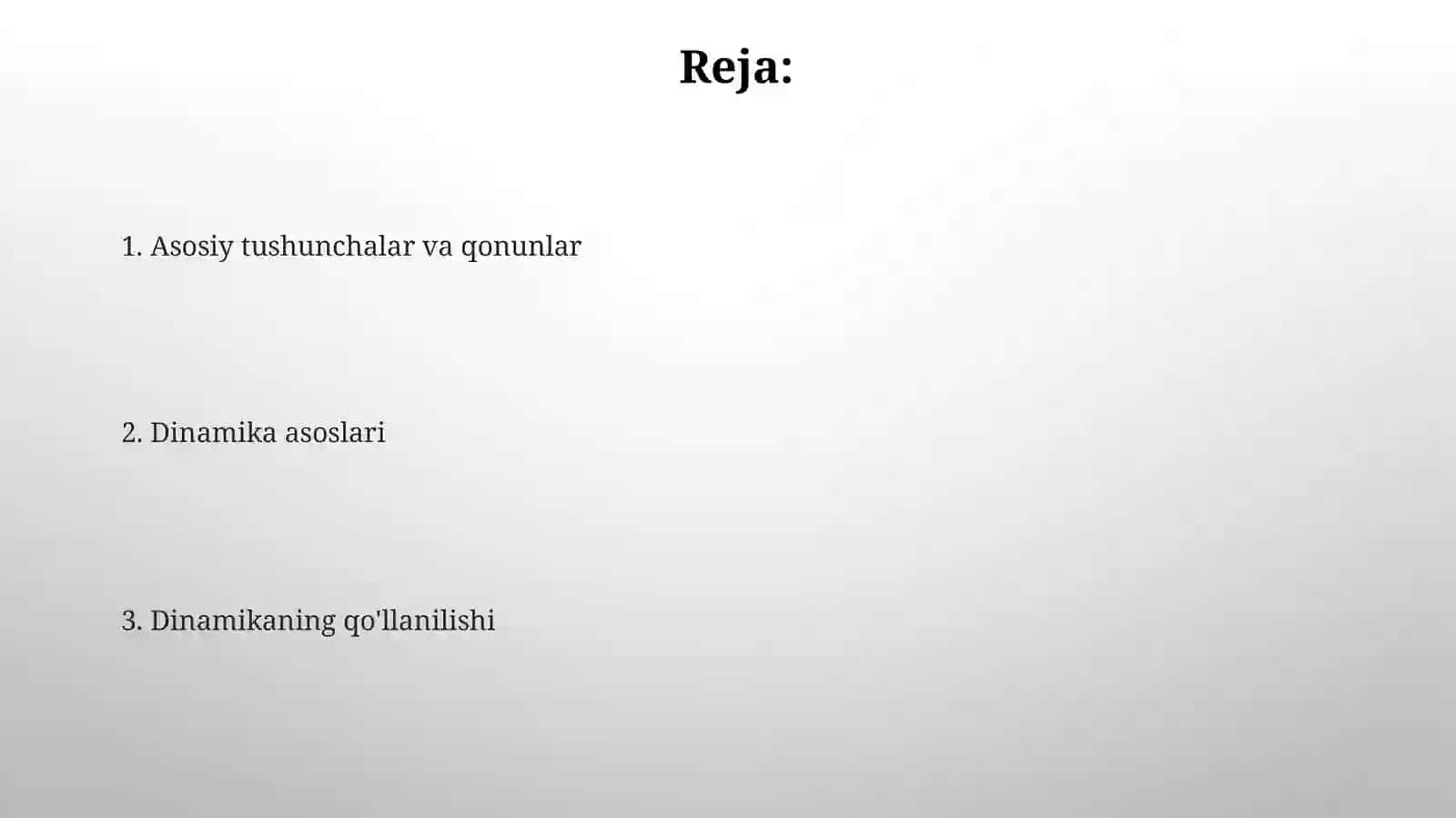 Dinamika asoslari va ularning amaliy asoslarini oʻrganish 2