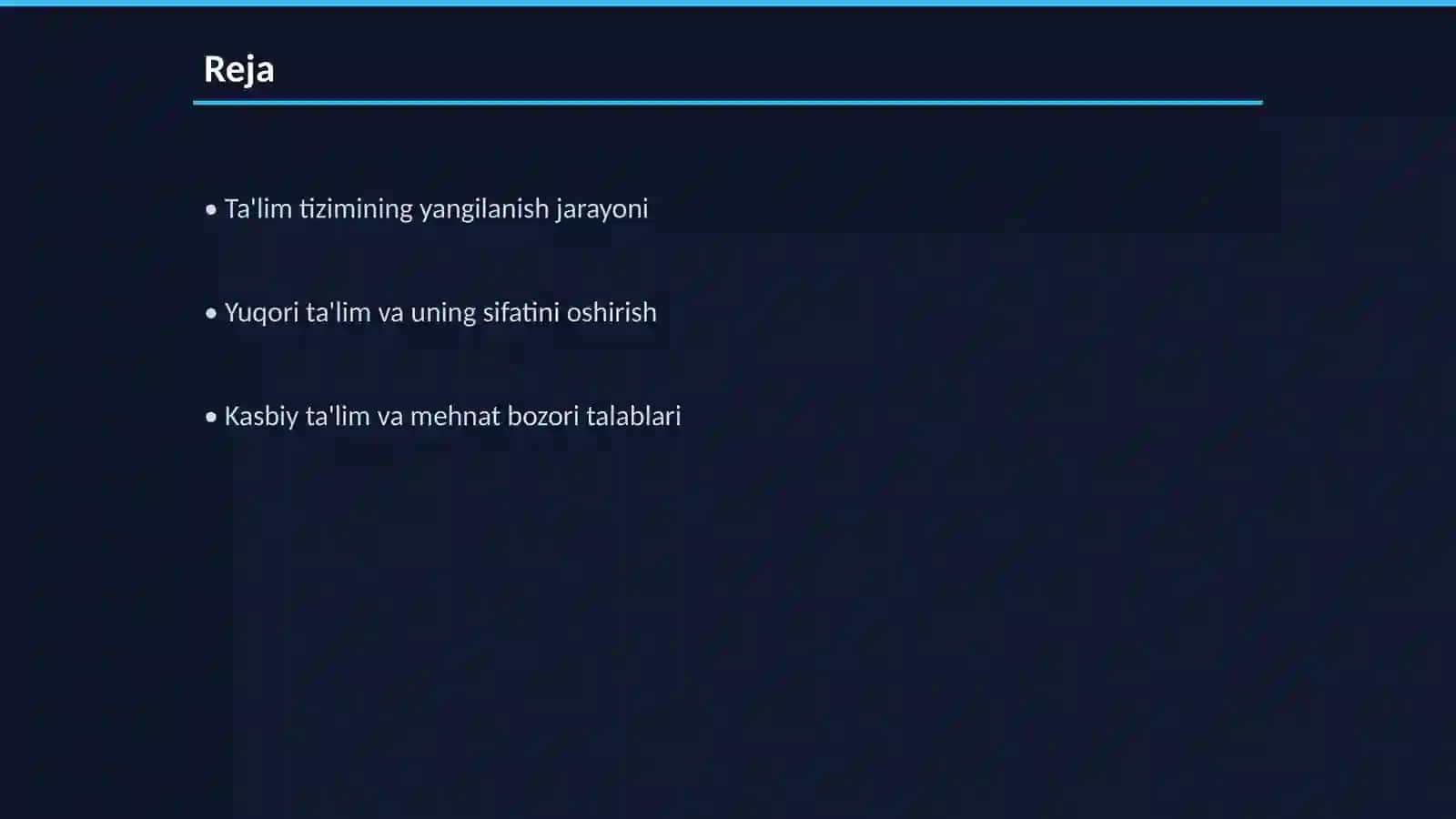 Oʻzbekiston Respublikasida ta'lim sohasida amalga oshirilgn islohotlar 2