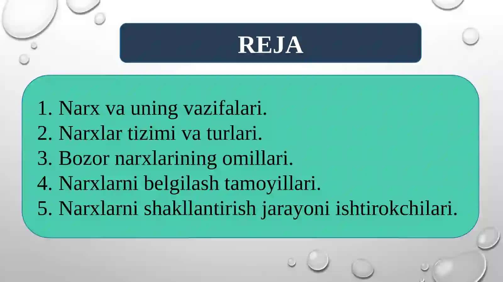 Narxning mohiyati va shakllanishi xususiyati 2