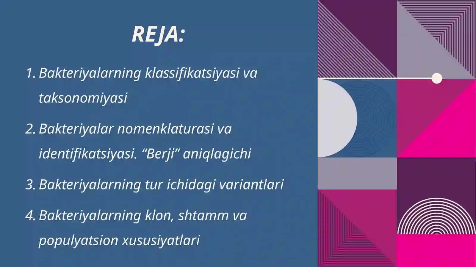 Bakteriyalarning klassifikatsiyasi, taksonomiyasi va nomenklaturas 2