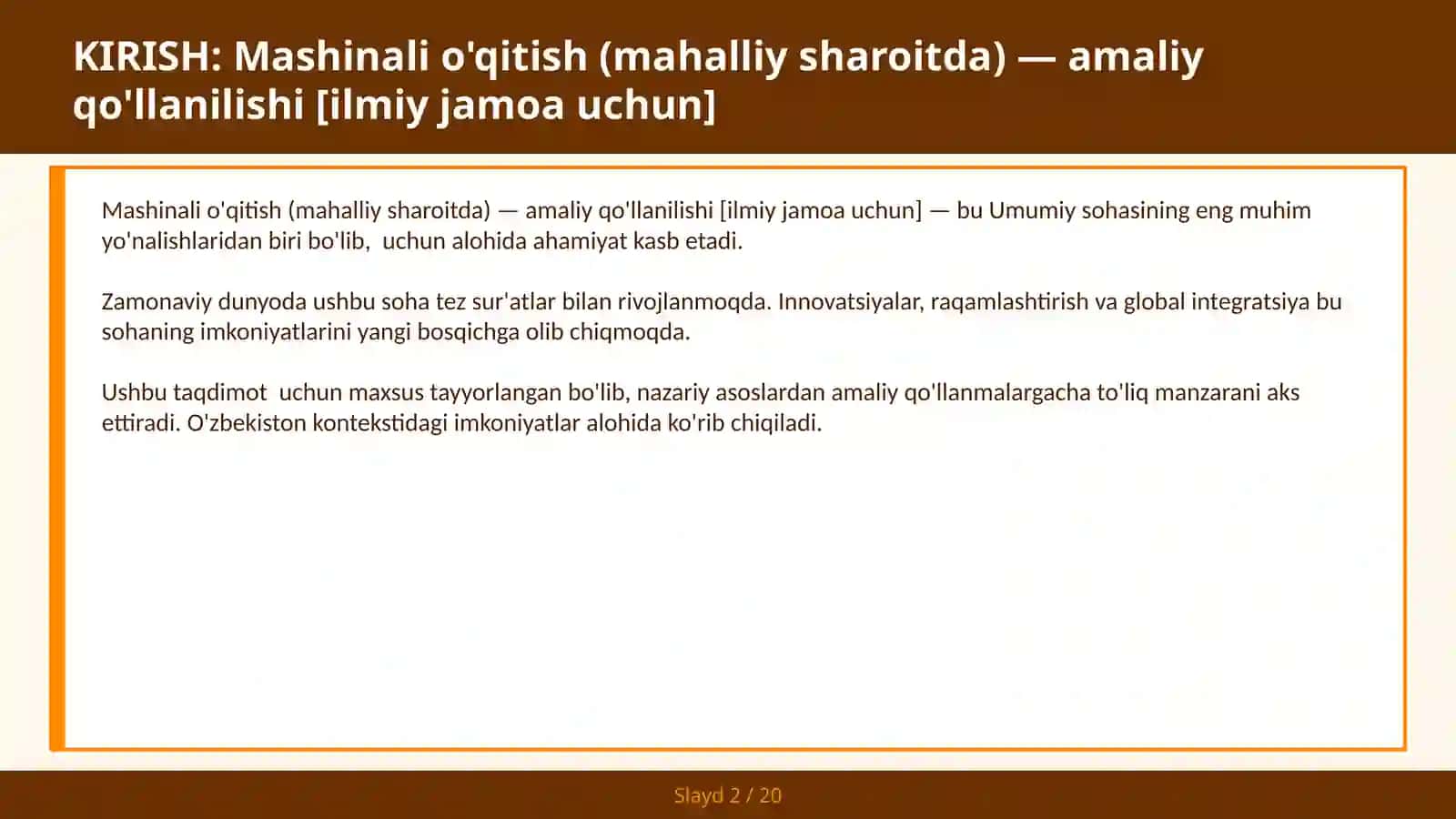 Mashinali o'qitish (mahalliy sharoitda) — amaliy qo'llanilishi [ilmiy jamoa uchun] 2