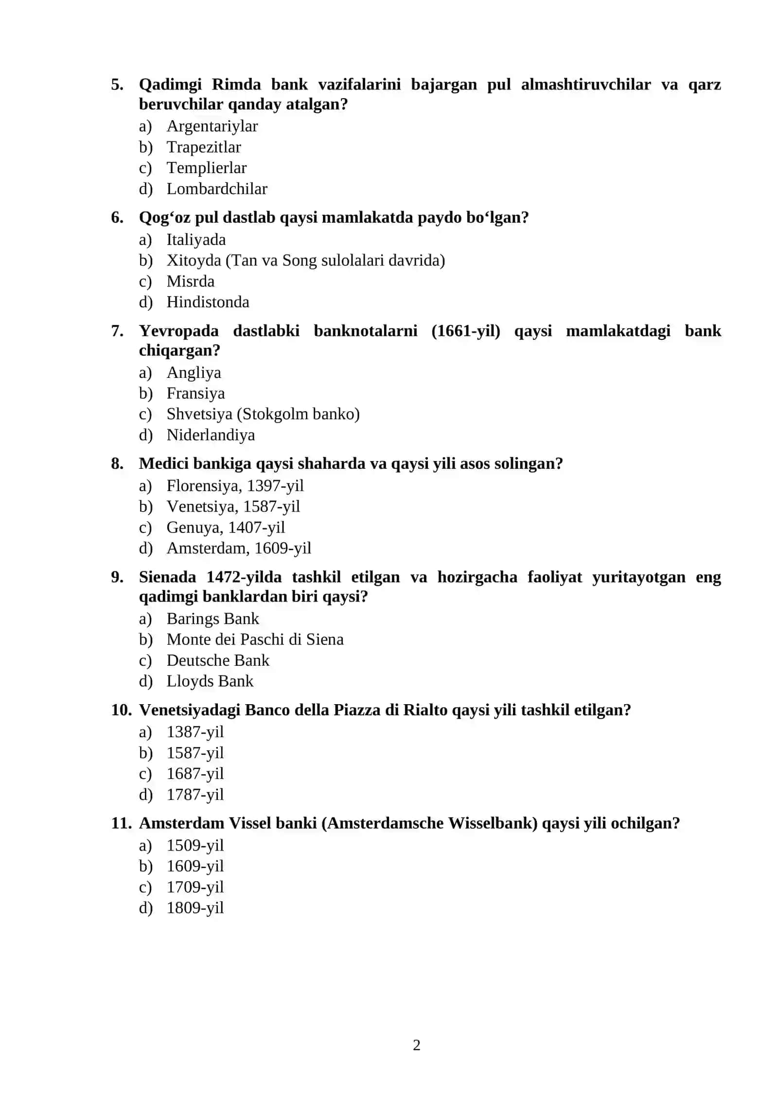 BANKLARNING KELIB CHIQISHI VA BANK TIZIMI 2