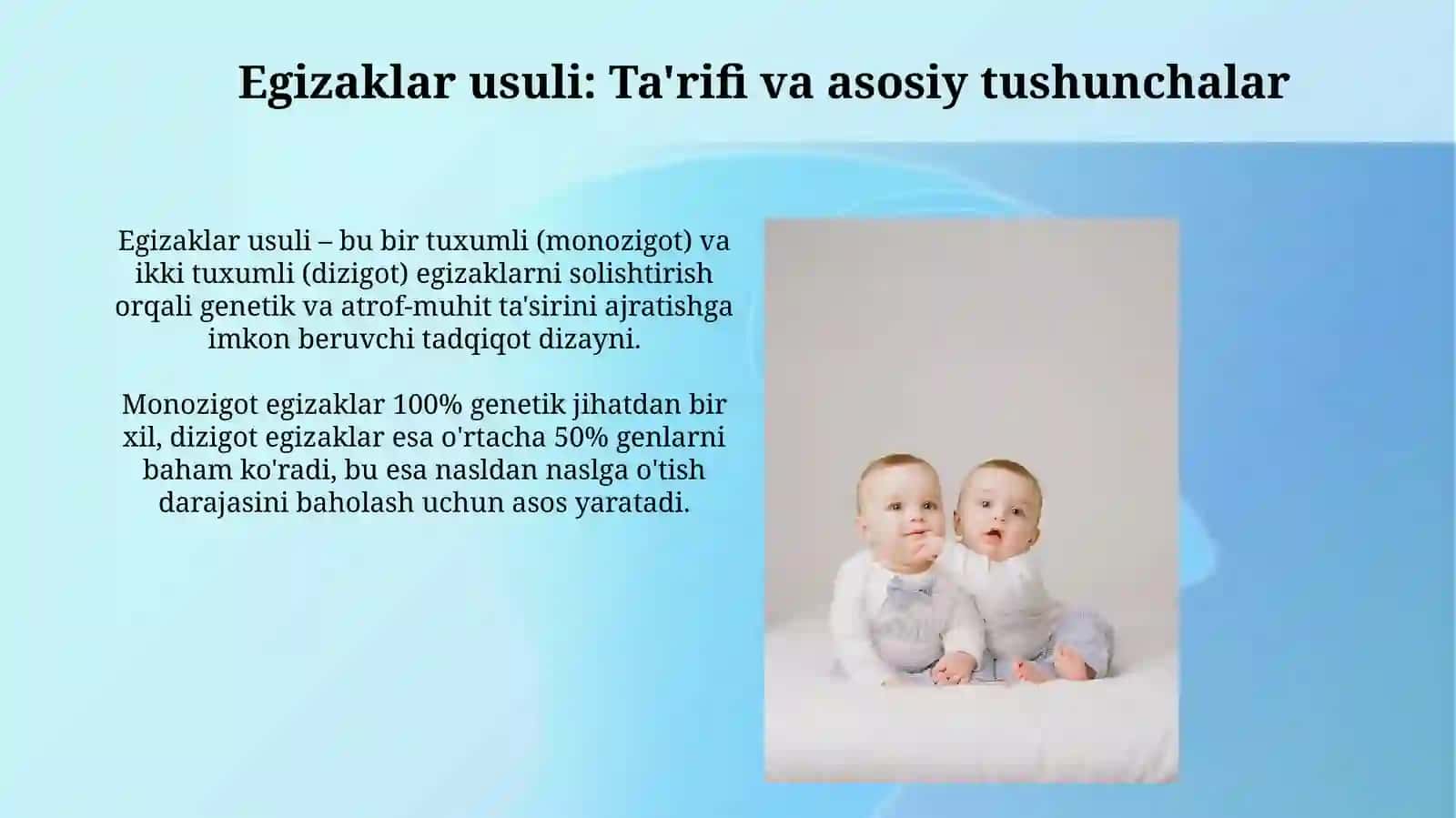 Egizaklar usuli: Ta'rif va asosiy tushunchalar 2
