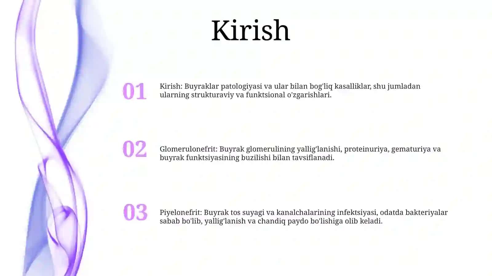 Nefropatiya. Glomerulonefrit. OʻTkir Va Surunkali Buyrak Yetishmovchiligi. Pielonefrit. Nefrotserroz.Patomorfologiyasi 2