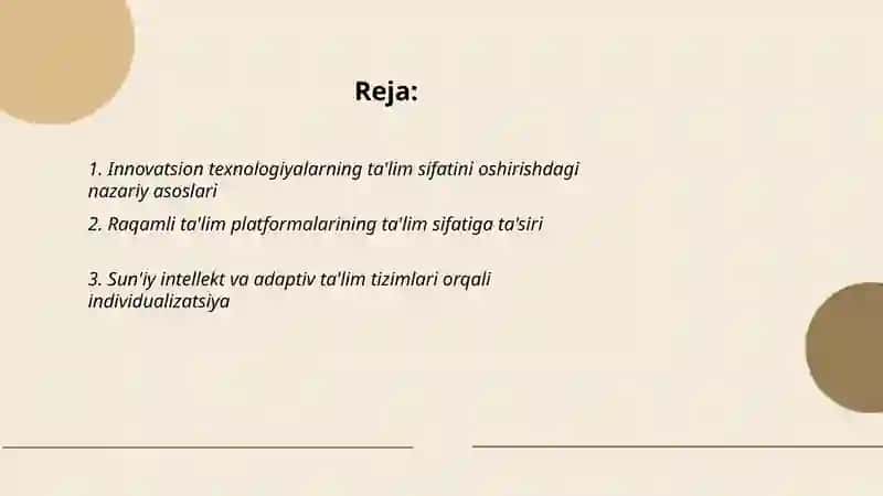 Inovatsion texnologiyalar ta'lim sifatini oshirish manbai sifatida 2