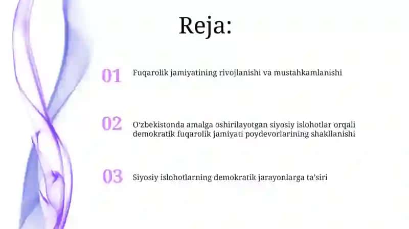 Siyosiy islohotlar va fuqarolik jamiyatining rivojlanishi 2