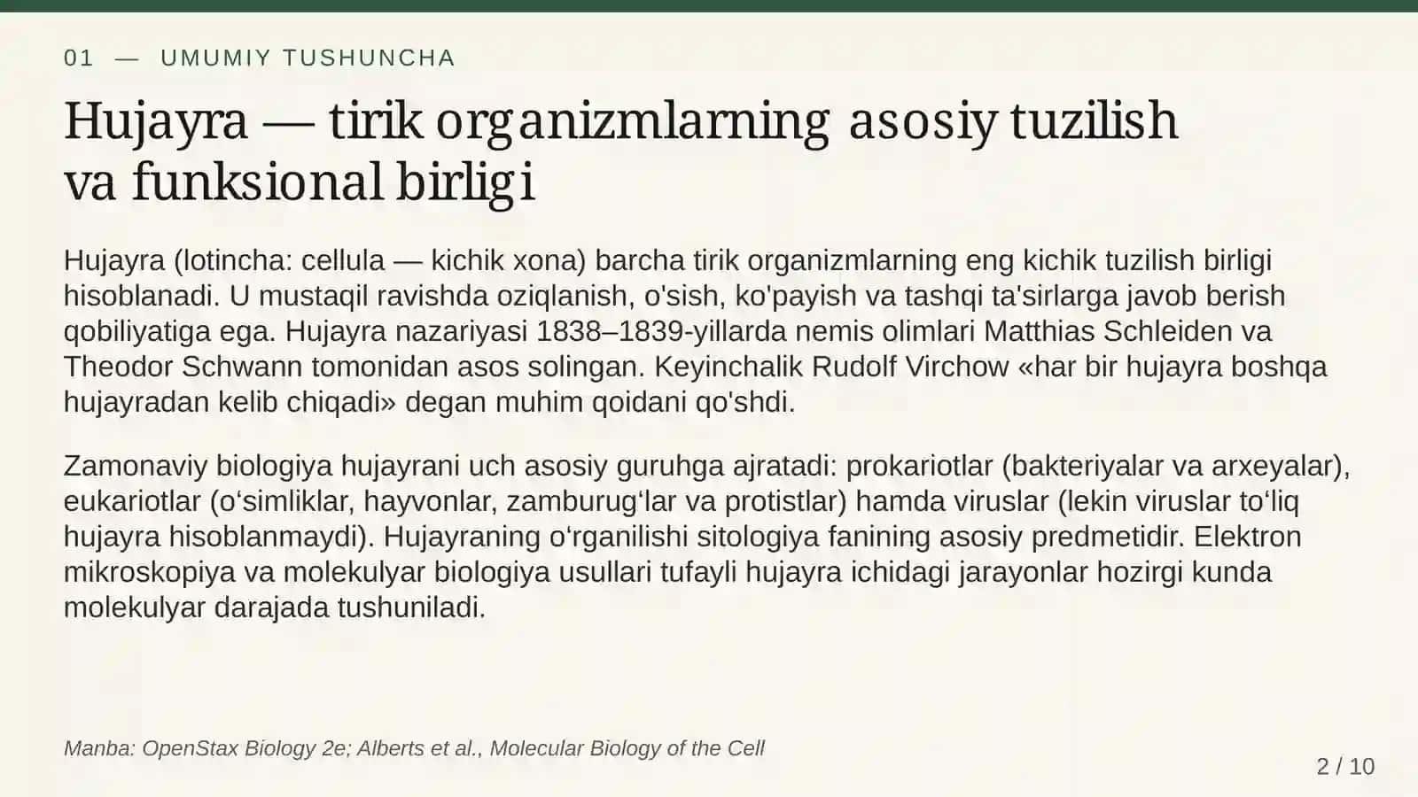 Hujayraning tuzilishi va funksiyalari 2