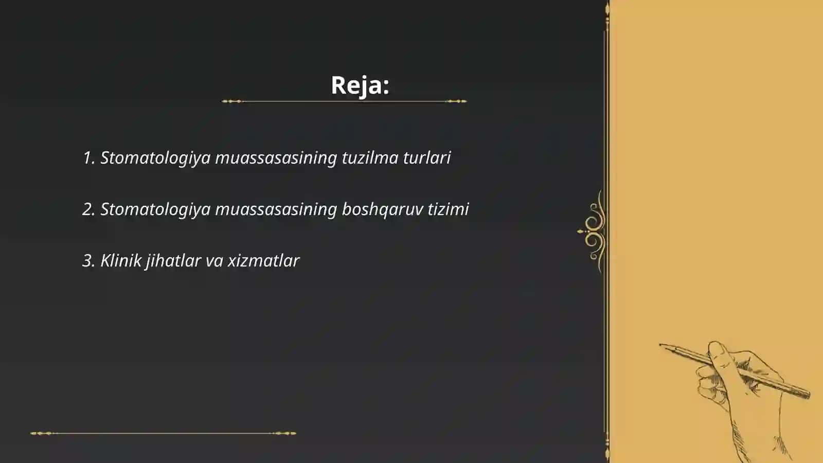 Stomatologiya muassasasining tuzulishi va faoliyatining oʻziga xos xususiyatlari 2