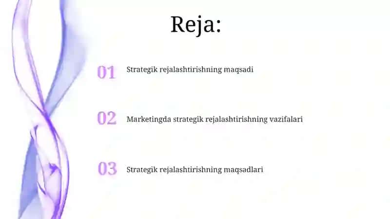 Marketingda strategik rejalashtirishning maqsadi va vazifalari 2
