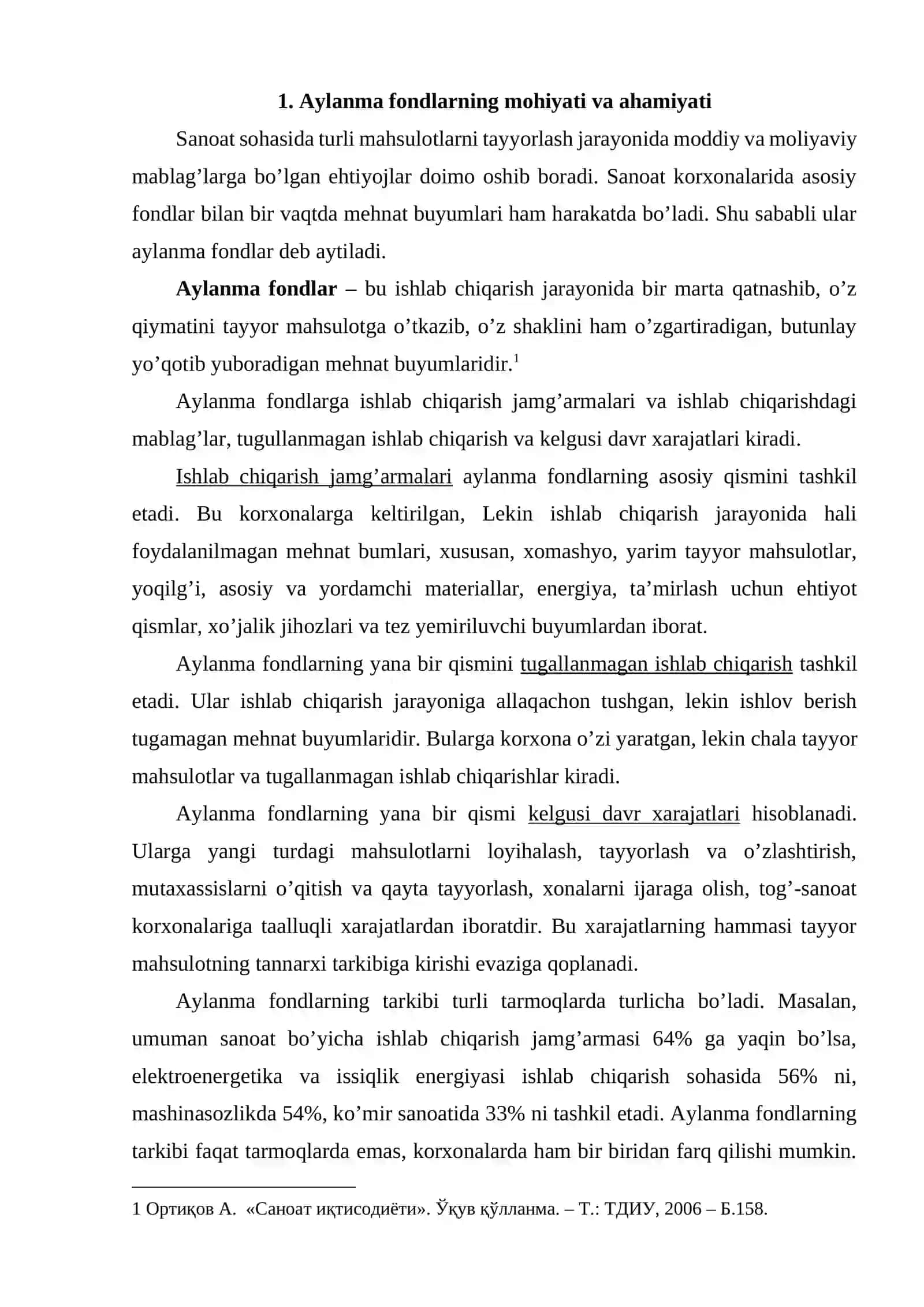 Aylanma fondlari va mablag’lari 2
