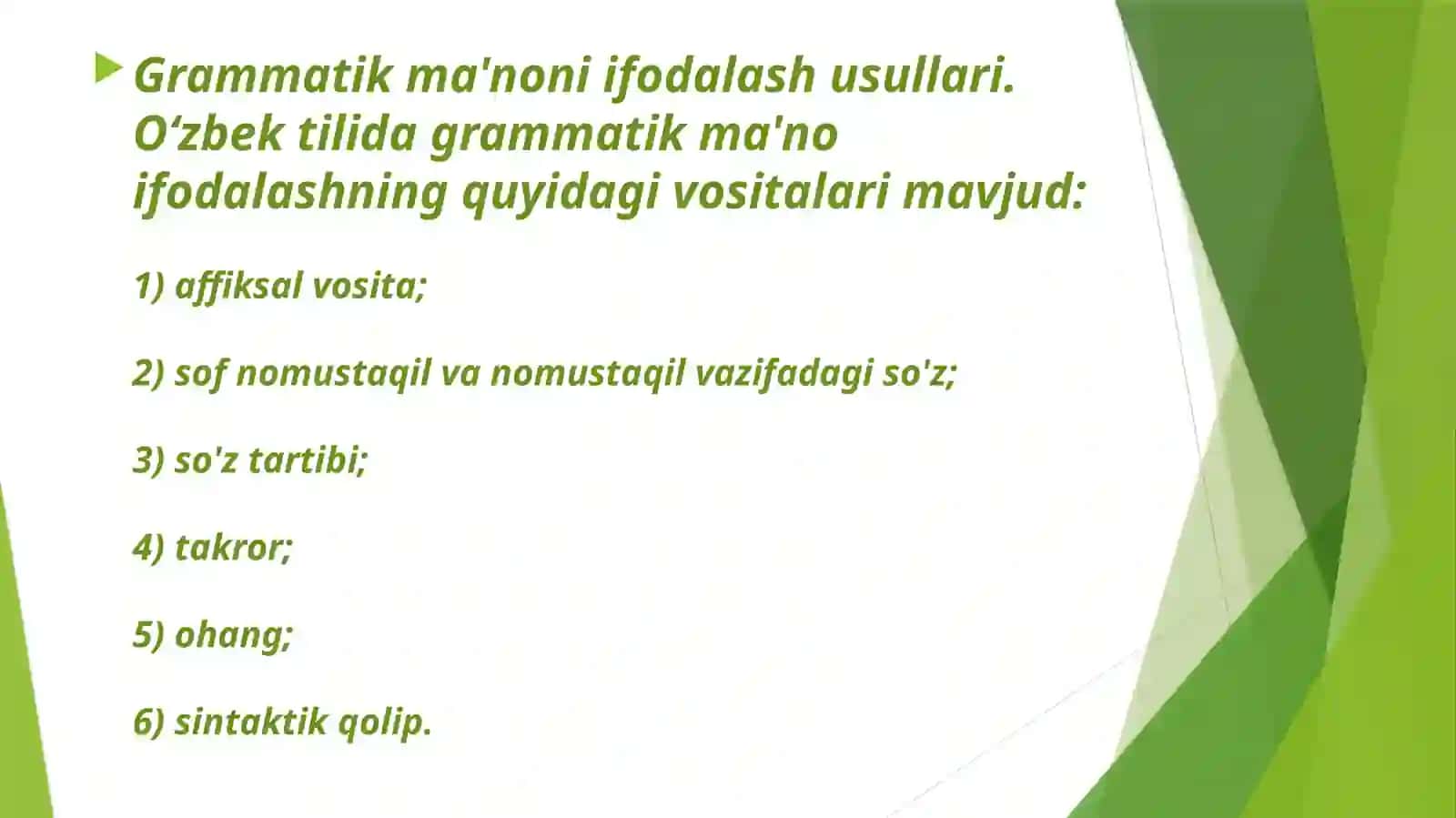 Grammatik shakl, grammatik ma’no, grammatik kategoriyaGrammatik shakl, grammatik ma’no, grammatik kategoriya 2