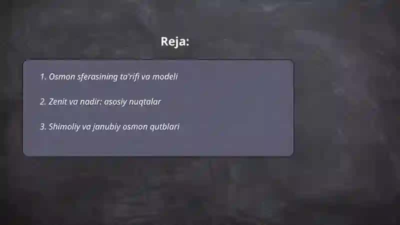 Osmon sferasi uning asosiy nuqta chiziq va aylanishlari 2