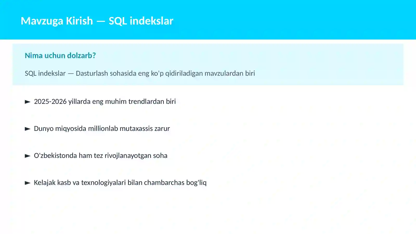SQL indekslar 2