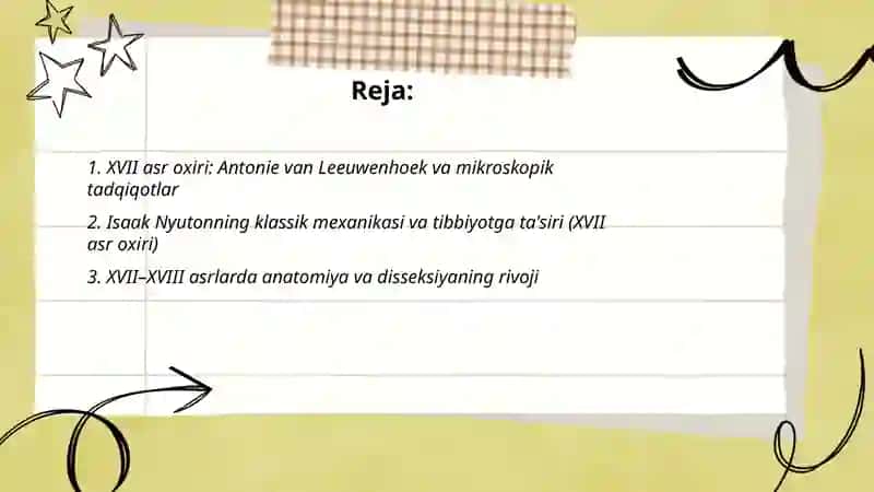 XVII asrning oxiri va XIX asrning boshlarida tibbiyotning va dunyoviy ilmlarning muvaffaqiyatlari 2