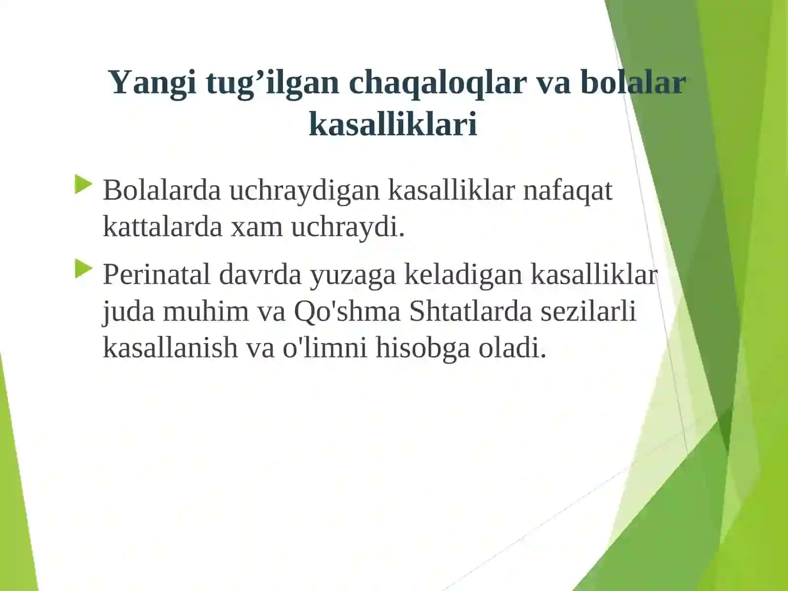 Yangi tug’ilgan chaqaloqlar va bolalar kasalliklari 2