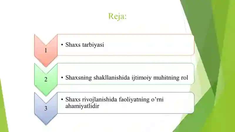 Shaxsning rivojlanishi, tarbiyasi va ijtimoiylashuvi 2