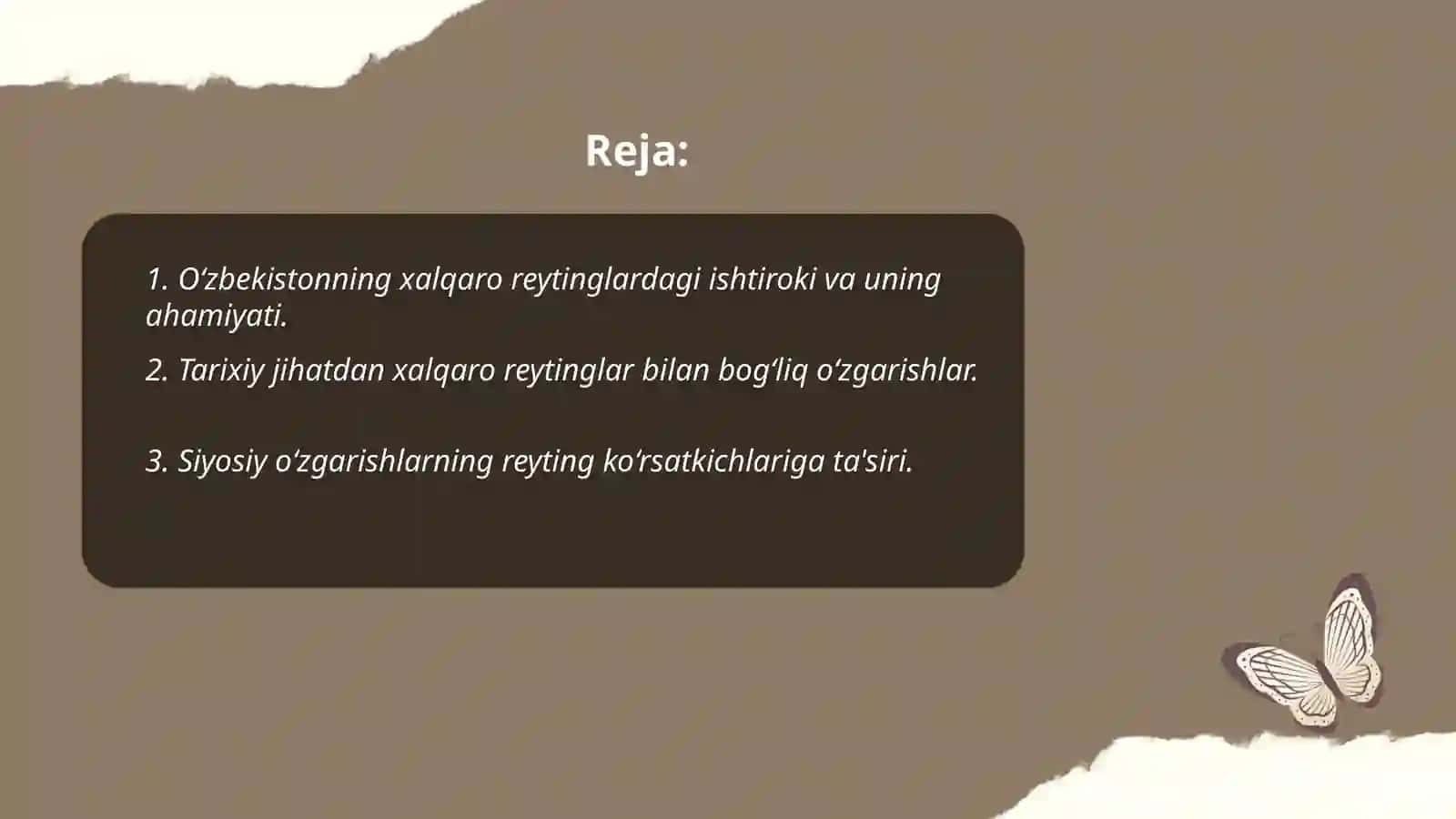 O'zbekistonning xalqaro reytinglardagi ko‘rsatgichlarini ko‘tarishning tarixiy va siyosiy ahamiyati 2