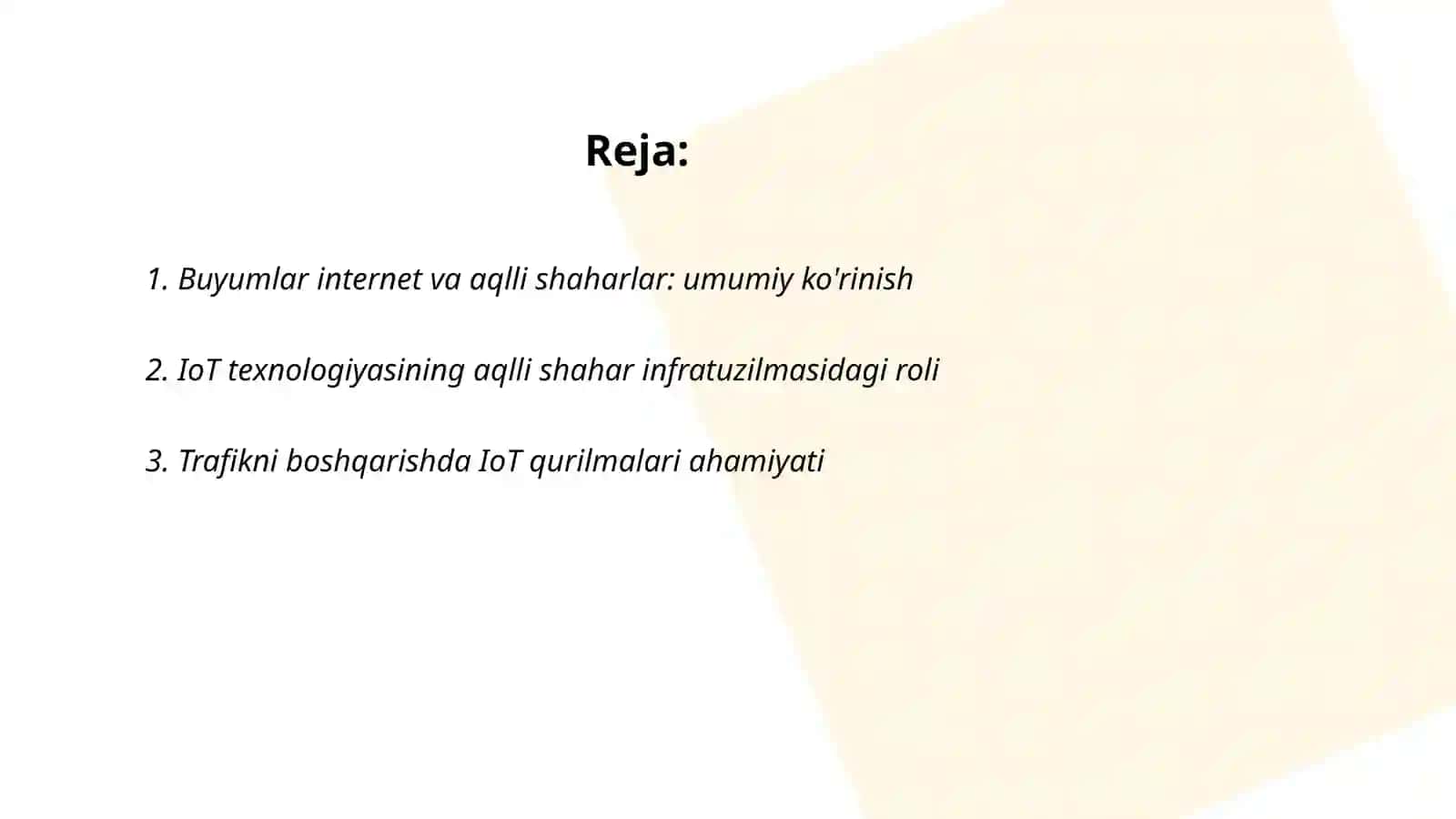 Buyumlar internet va aqlli shaharlar: umumiy ko'rinish 2