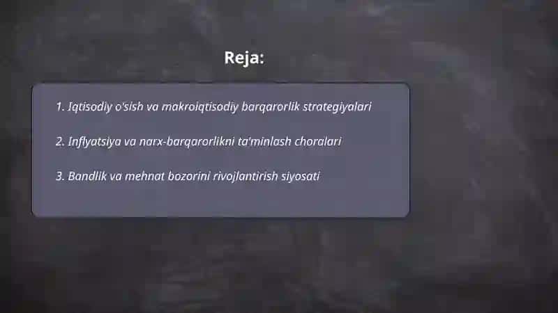 Iqtisodiy o'sish va makroiqtisodiy barqarorlik strategiyalari 2