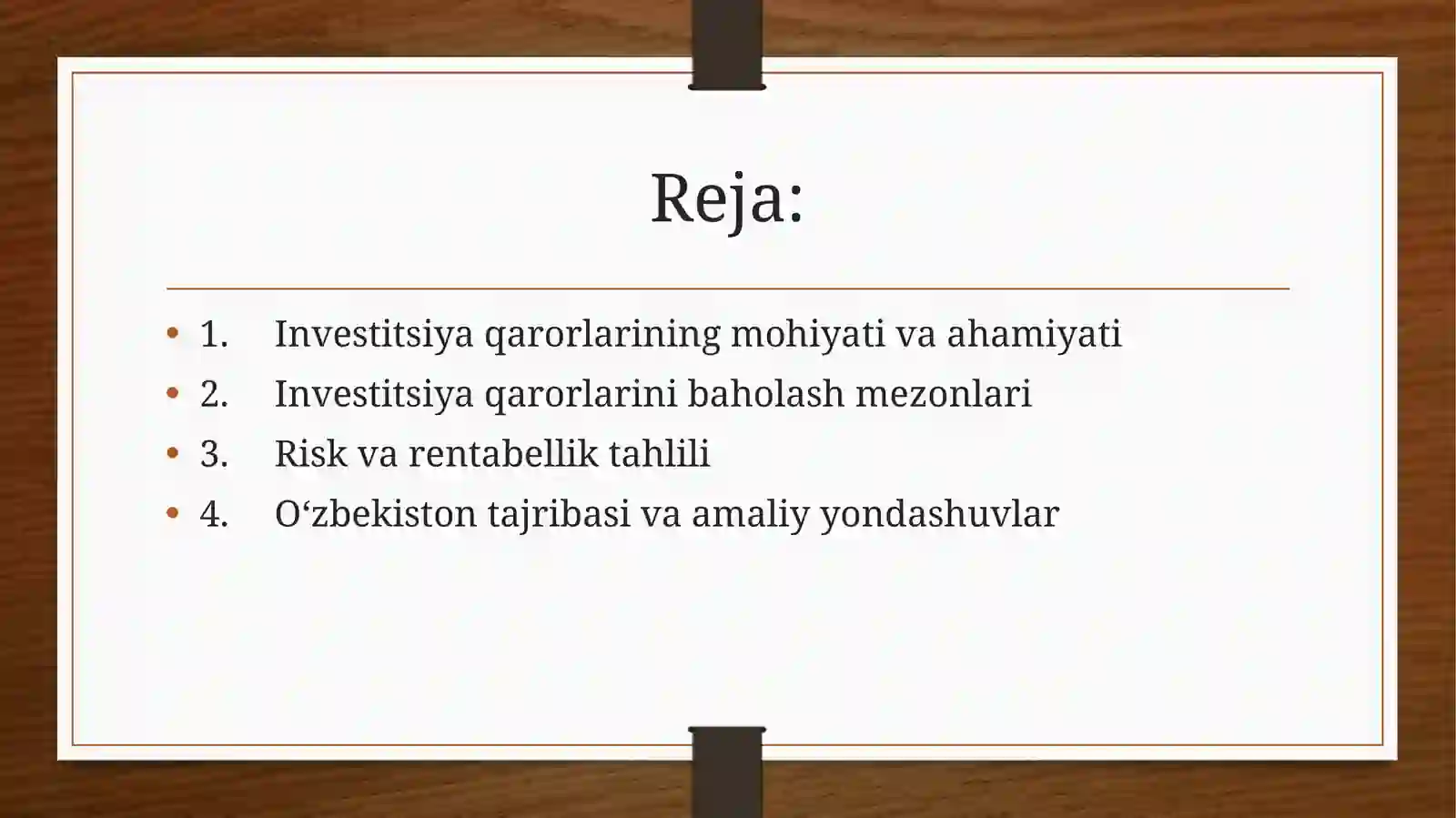 Investitsiya qarorlarininga sosiy mezonlari 2