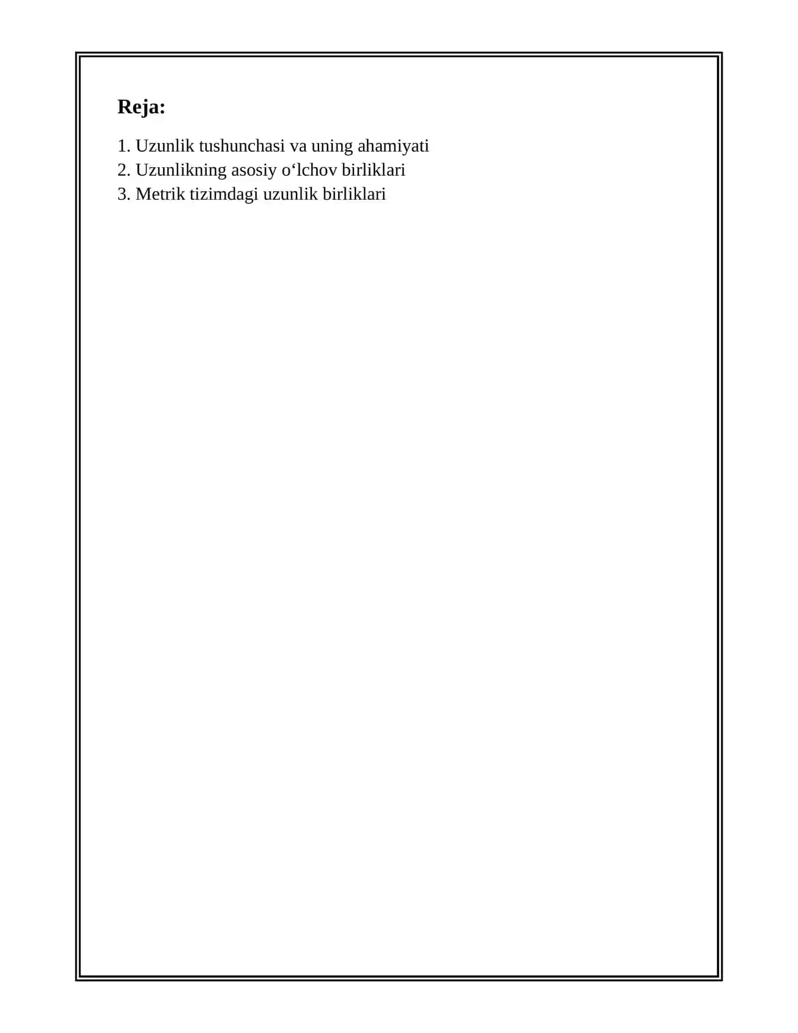 UZUNLIK VA UNING OʻLCHOV BIRLIKLARINI OʻQITISH METODIKASI 2