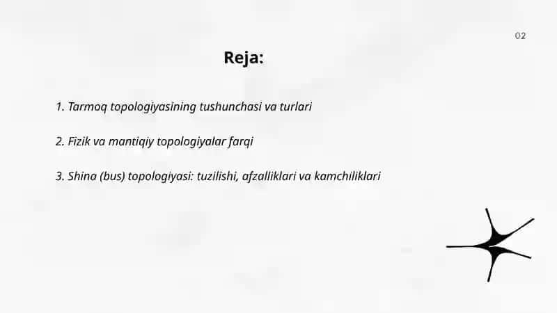 Tarmoq topologiyasi. Lokal va mahalliy tarmoq orqali axborotlar almashish 2