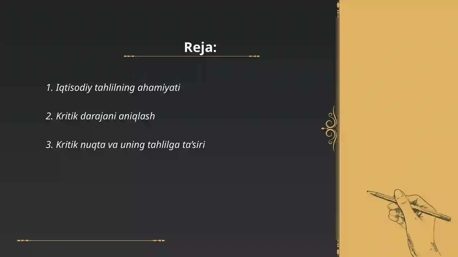 Iqtisodiy Tahlil fanida kritik daraja va uni tavsiflang 2