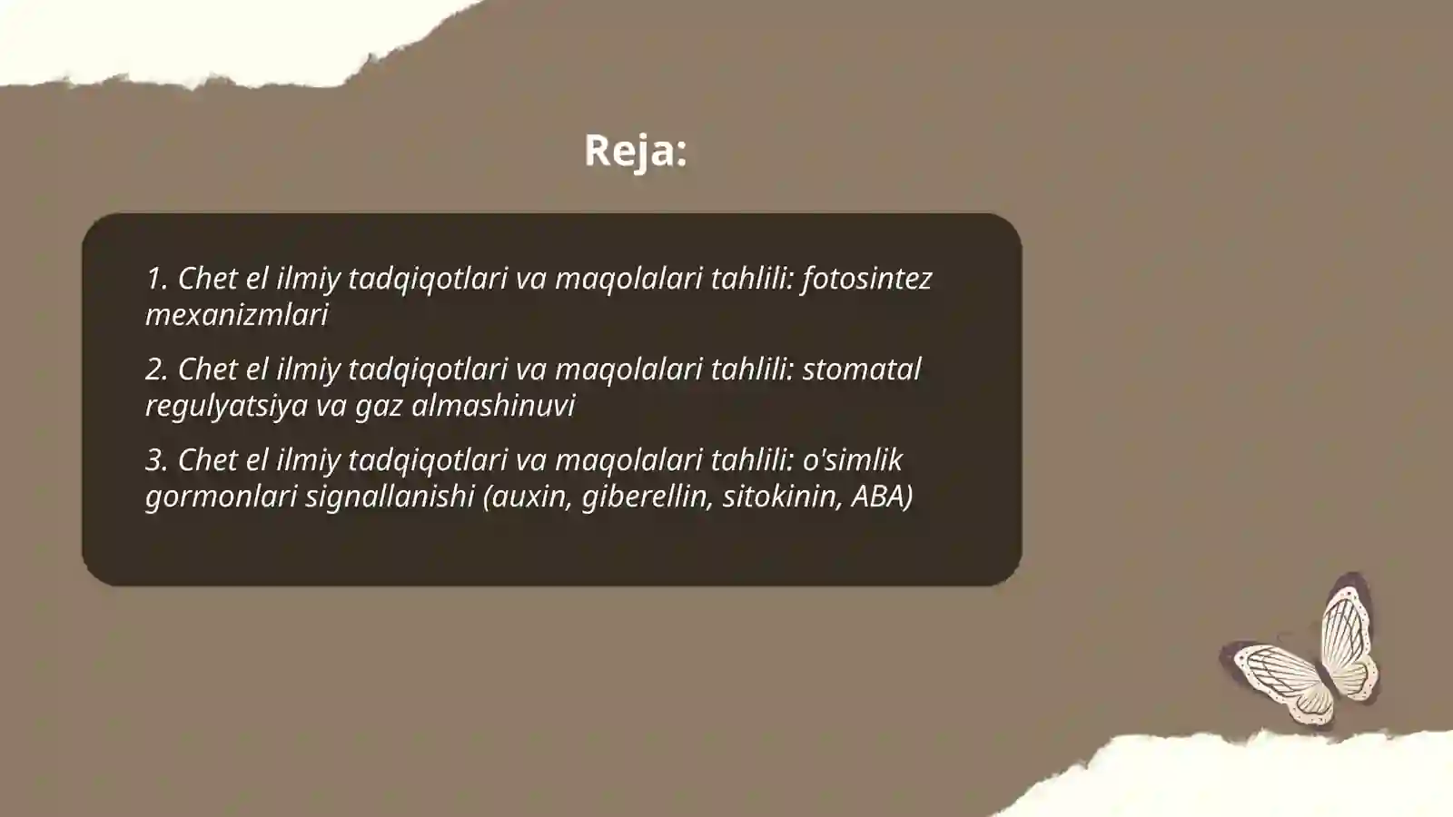 O'simliklar fiziologiyasi yuzasidan chet el ilmiy tadqiqotlar va ular haqida ilmiy maqolalarni tahlil 2