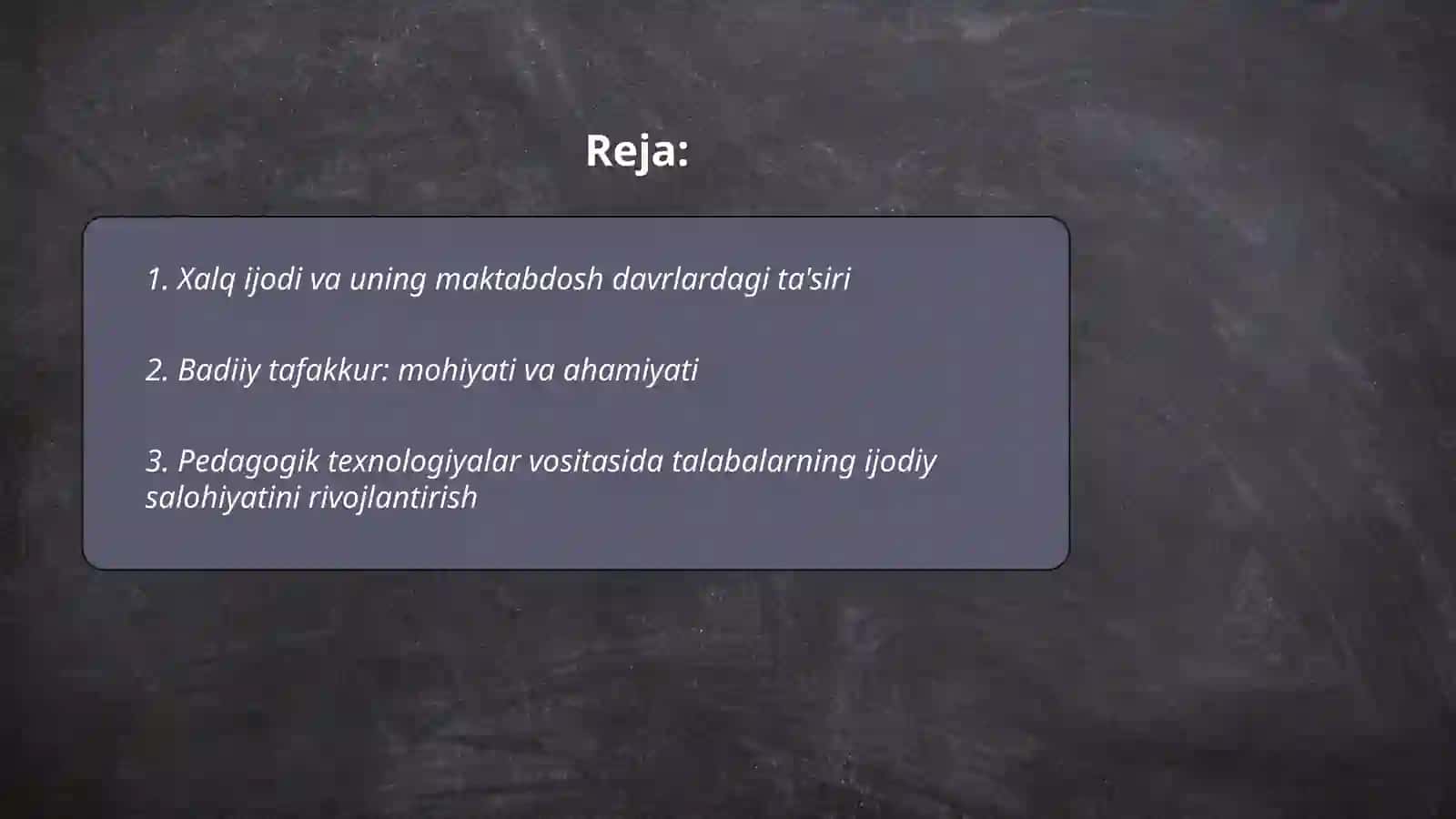 Xalq ijodi na’munalari asosida talabalarning badiiy tafakkurini rivojlantirish texnologiyalari 2
