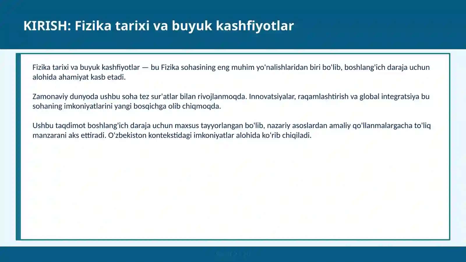 FIZIKA TARIXI VA BUYUK KASHFIYOTLAR 2