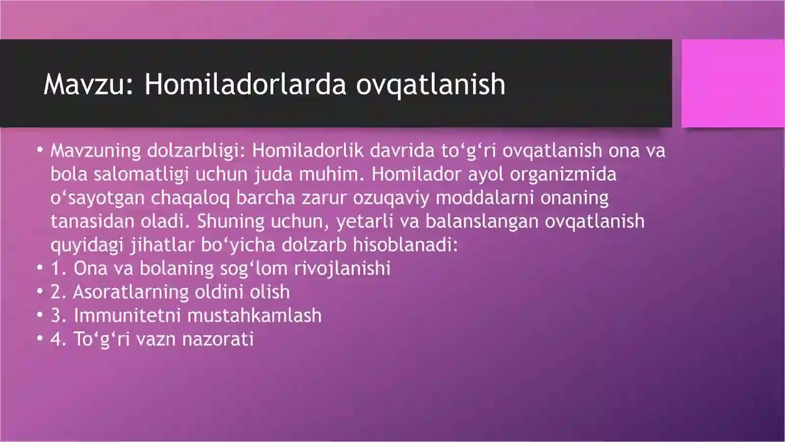 Homiladorlarda ovqatlanish 2