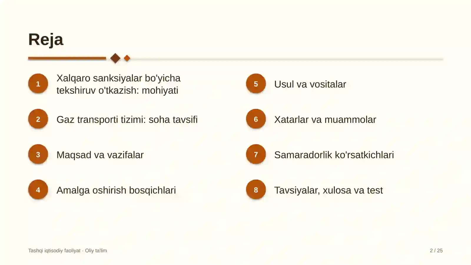 gaz transporti tizimida xalqaro sanksiyalar bo'yicha tekshiruv o'tkazish 5274 2