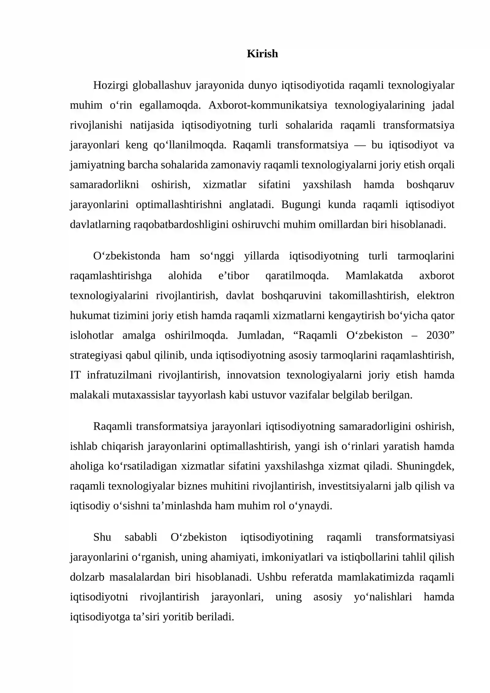 O'zbekiston iqtisodiyotining raqamli transformatsiyasi 2