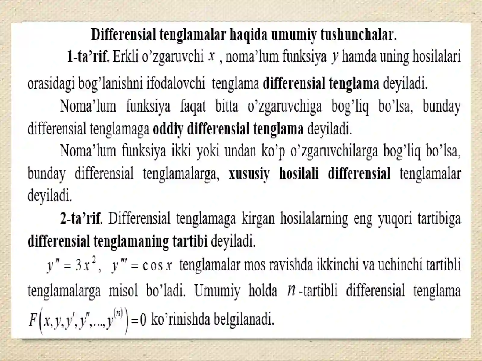Differensial tenglamalar 2