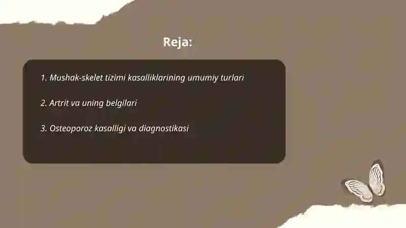 Mushak-skelet tizimi va asab tizimi kasalliklarida bemorlarni kuzatish va ularni parvarish qilish 2